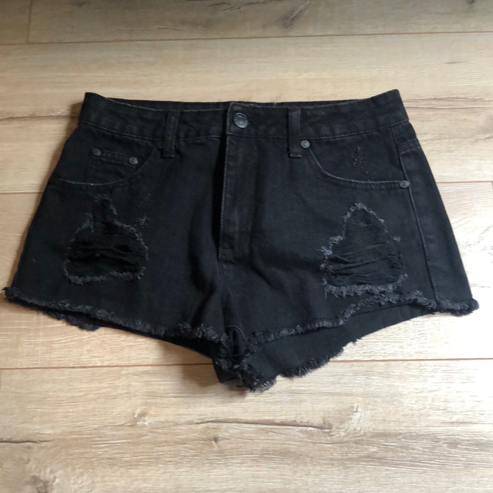 Black jean shorts